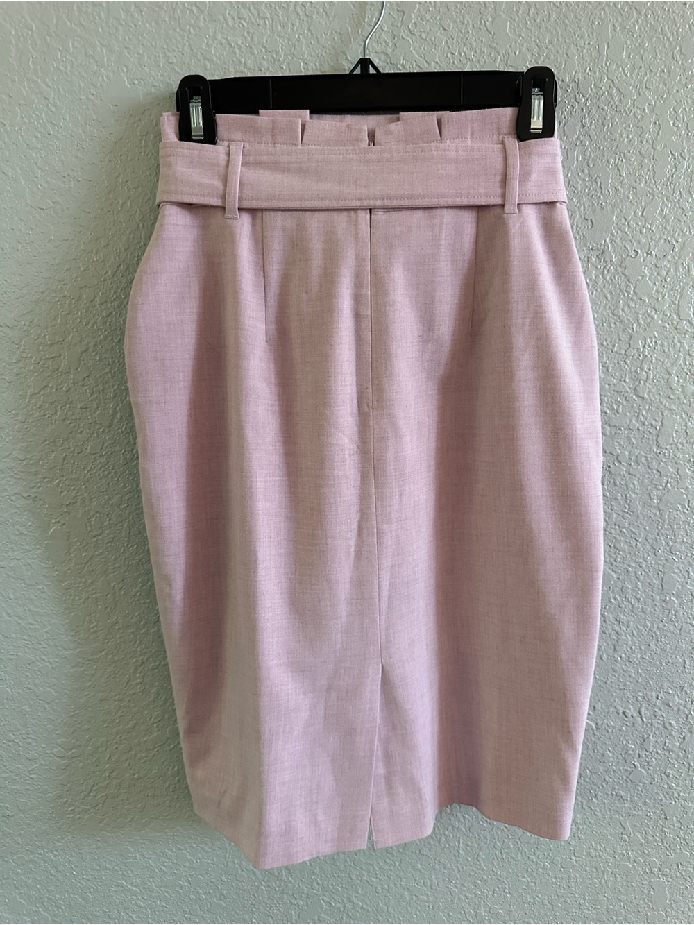Ann Taylor Blush Pink Tie Waist Pencil Skirt Size 00 Belted Midi Career - Picture 6 of 12